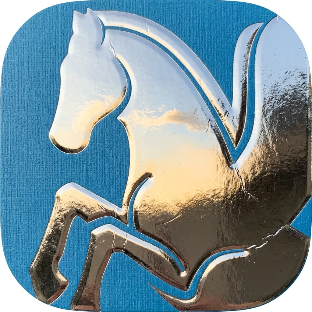 Generated pegasus icon - chrome stamp